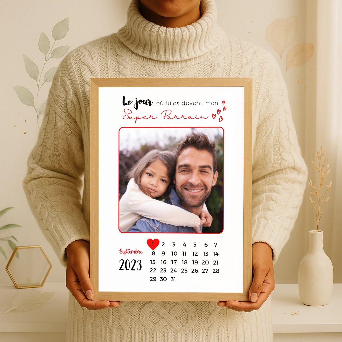 Affiche personnalisée - Parrain ou Marraine Calendrier avec photo - CaPlume Revedor