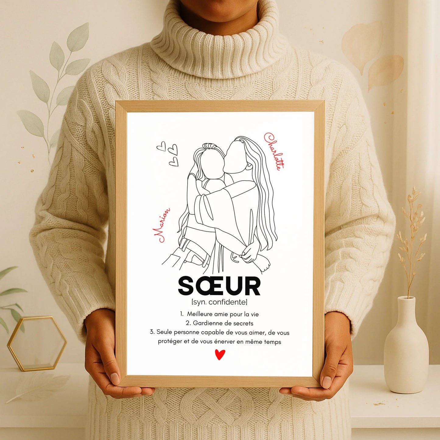 Affiche personnalisée Sœur Définition - cadeau personnalisé sœurPlume Revedor