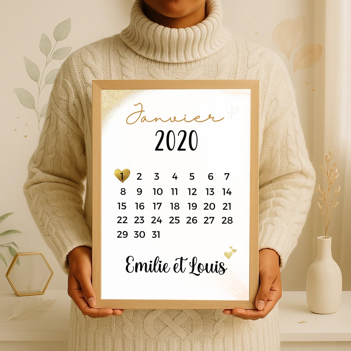 Affiche couple Personnalisée - Calendrier date de rencontrePlume Revedor