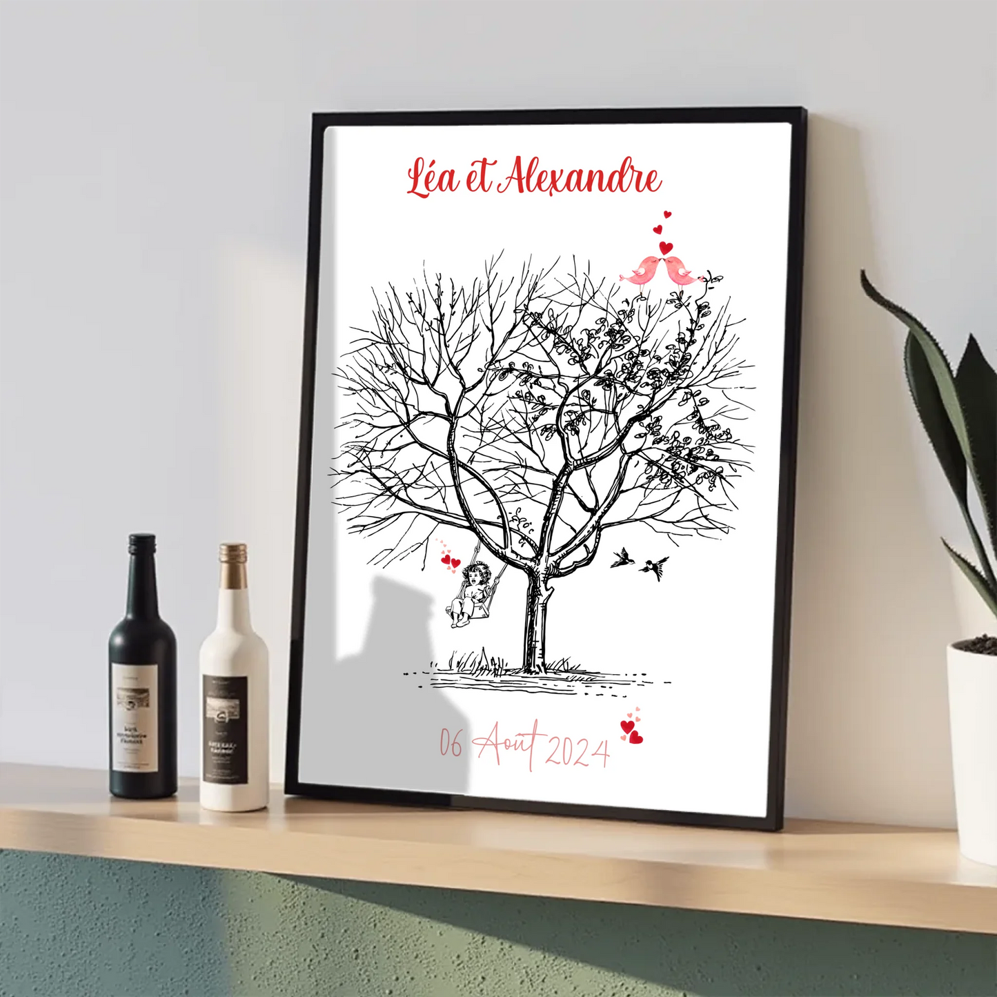 Affiche personnalisée - Mariage Arbre à empreintesPlume Revedor