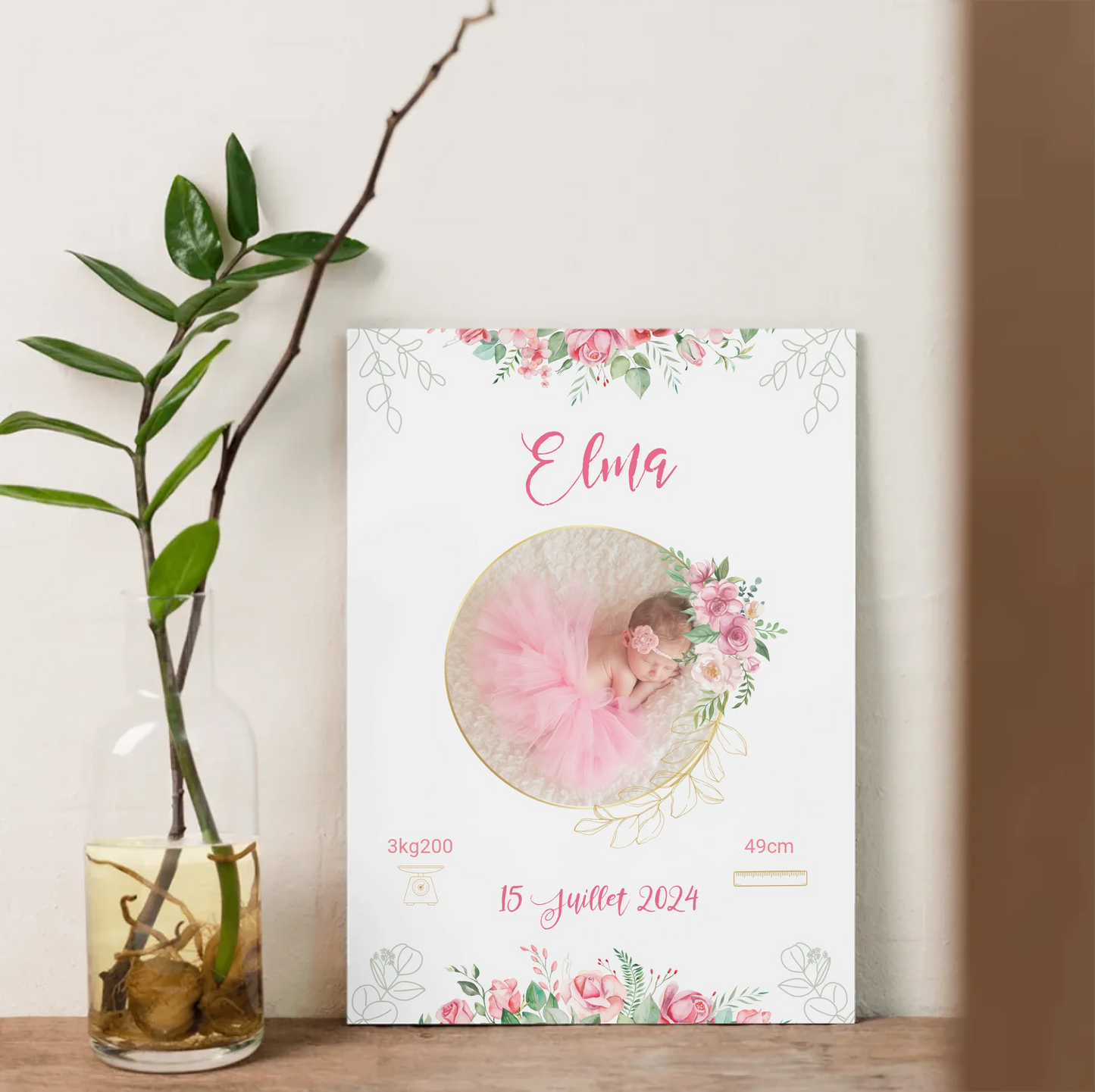 Affiche personnalisée - Naissance Bohème RosesPlume Revedor