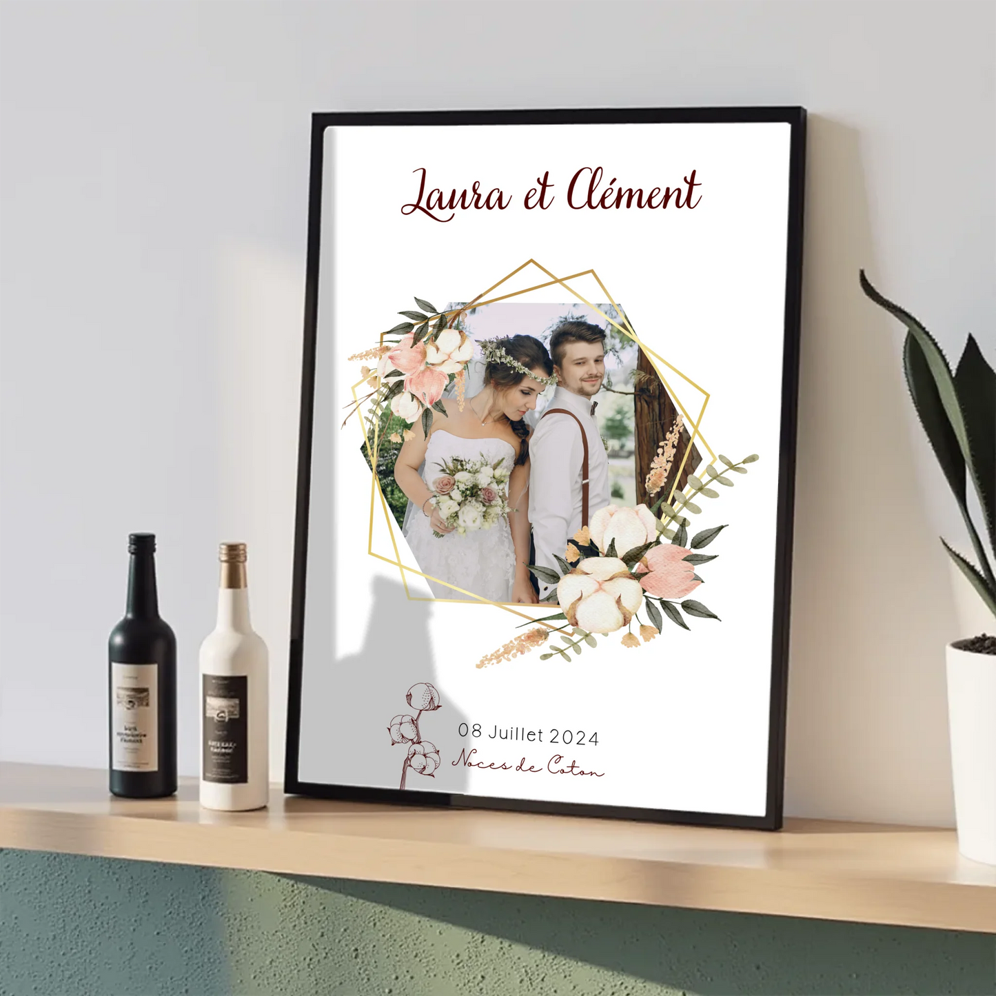 Affiche Personnalisée Noces de coton - Cadeau Noces de Coton - Cadeau Plume Revedor