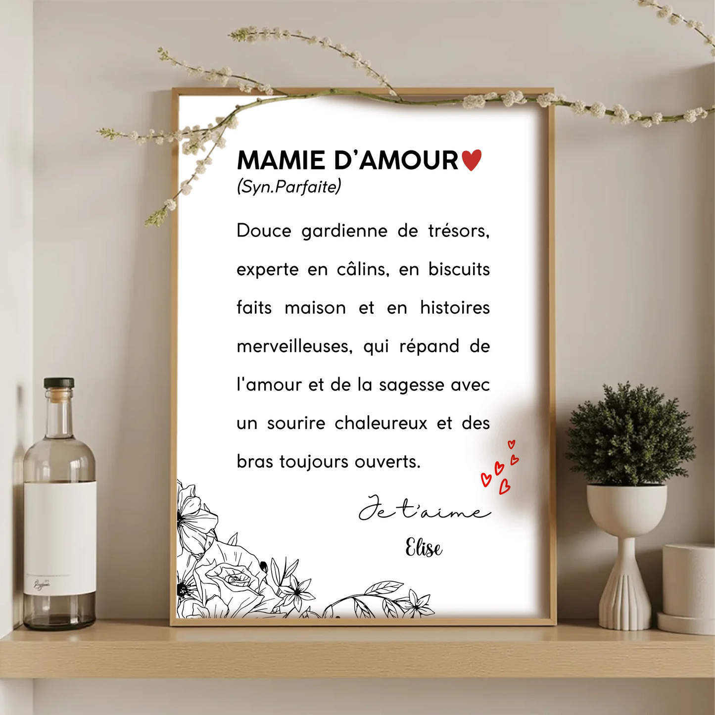 Affiche Personnalisée Mamie Définition - cadeau personnalisé mamiePlume Revedor