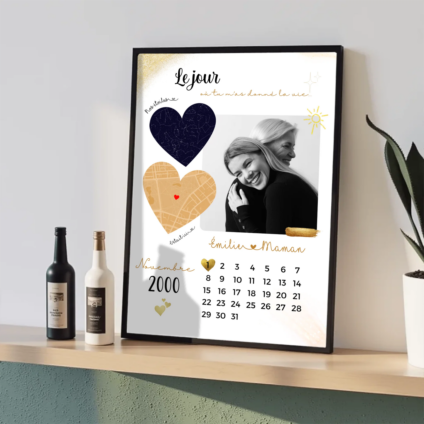 Affiche Personnalisée Maman Calendrier avec Photo, Plan et Carte des éPlume Revedor