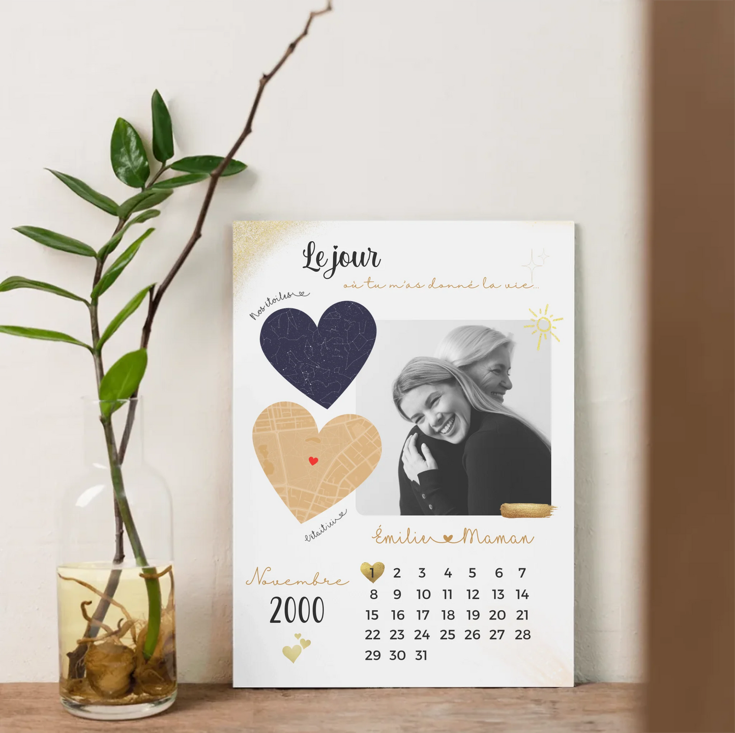Affiche Personnalisée Maman Calendrier avec Photo, Plan et Carte des éPlume Revedor