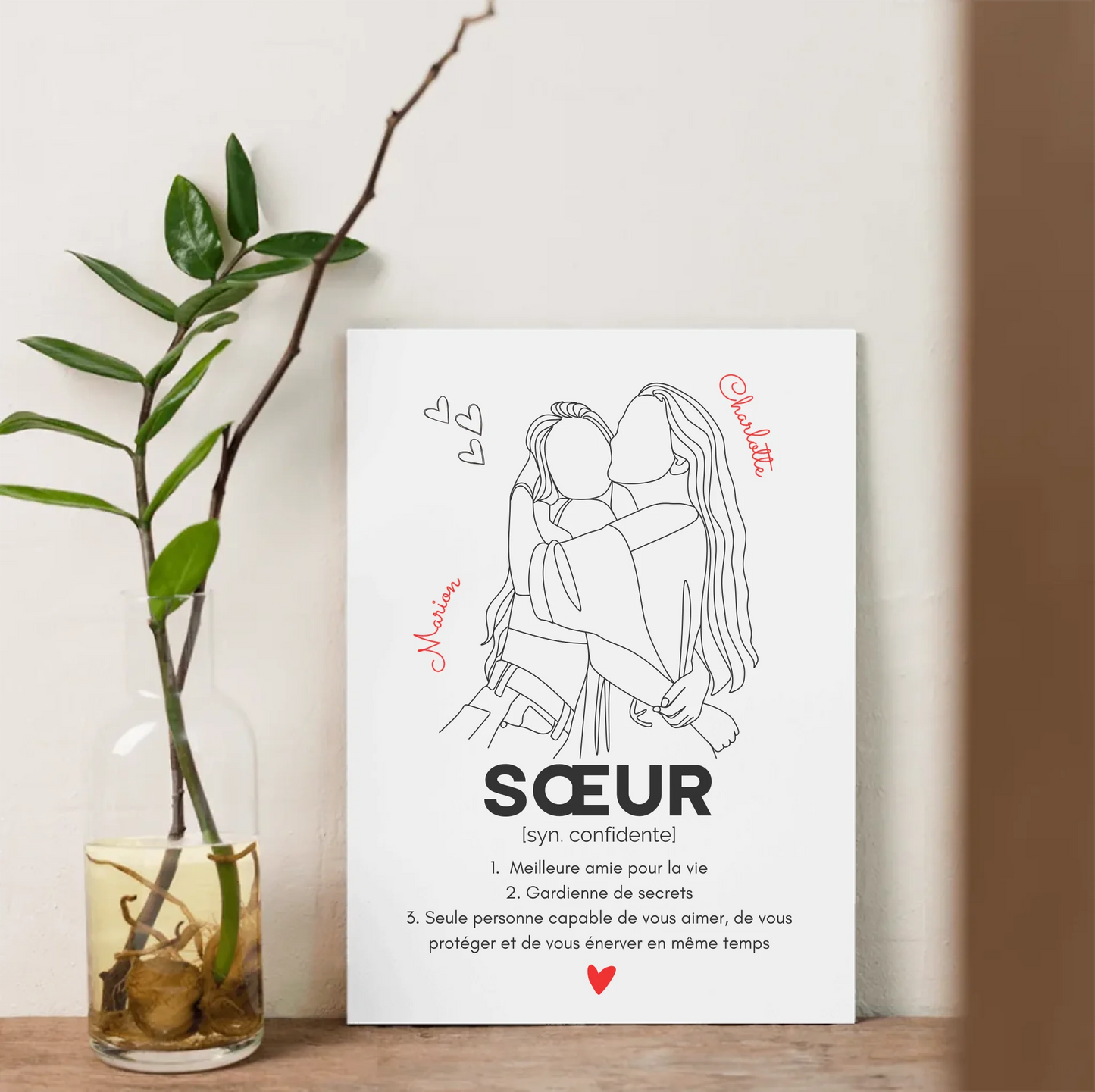 Affiche personnalisée Sœur Définition - cadeau personnalisé sœurPlume Revedor