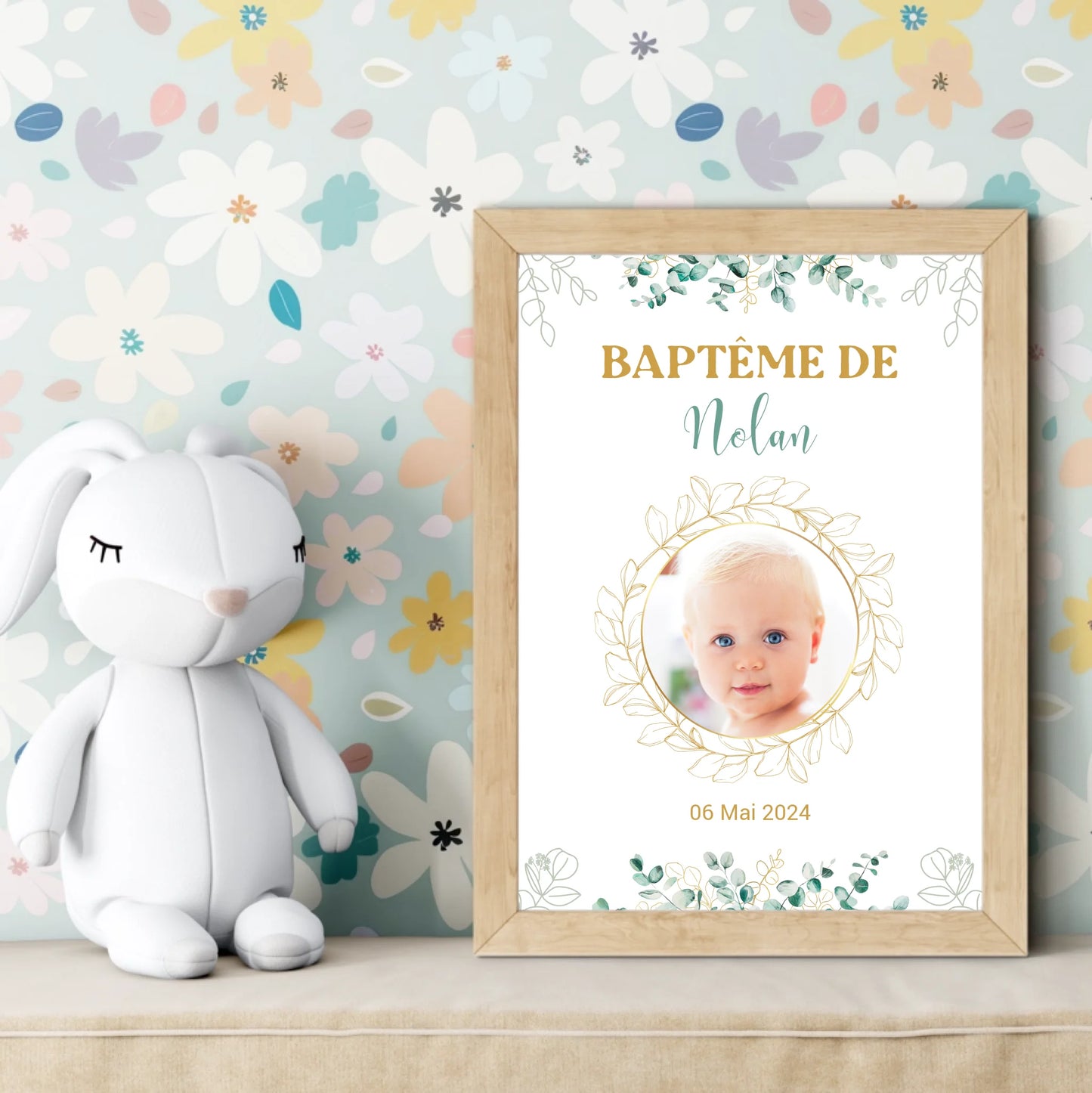 Affiche personnalisée Baptême ou Anniversaire arbre à empreintes "eucaPlume Revedor