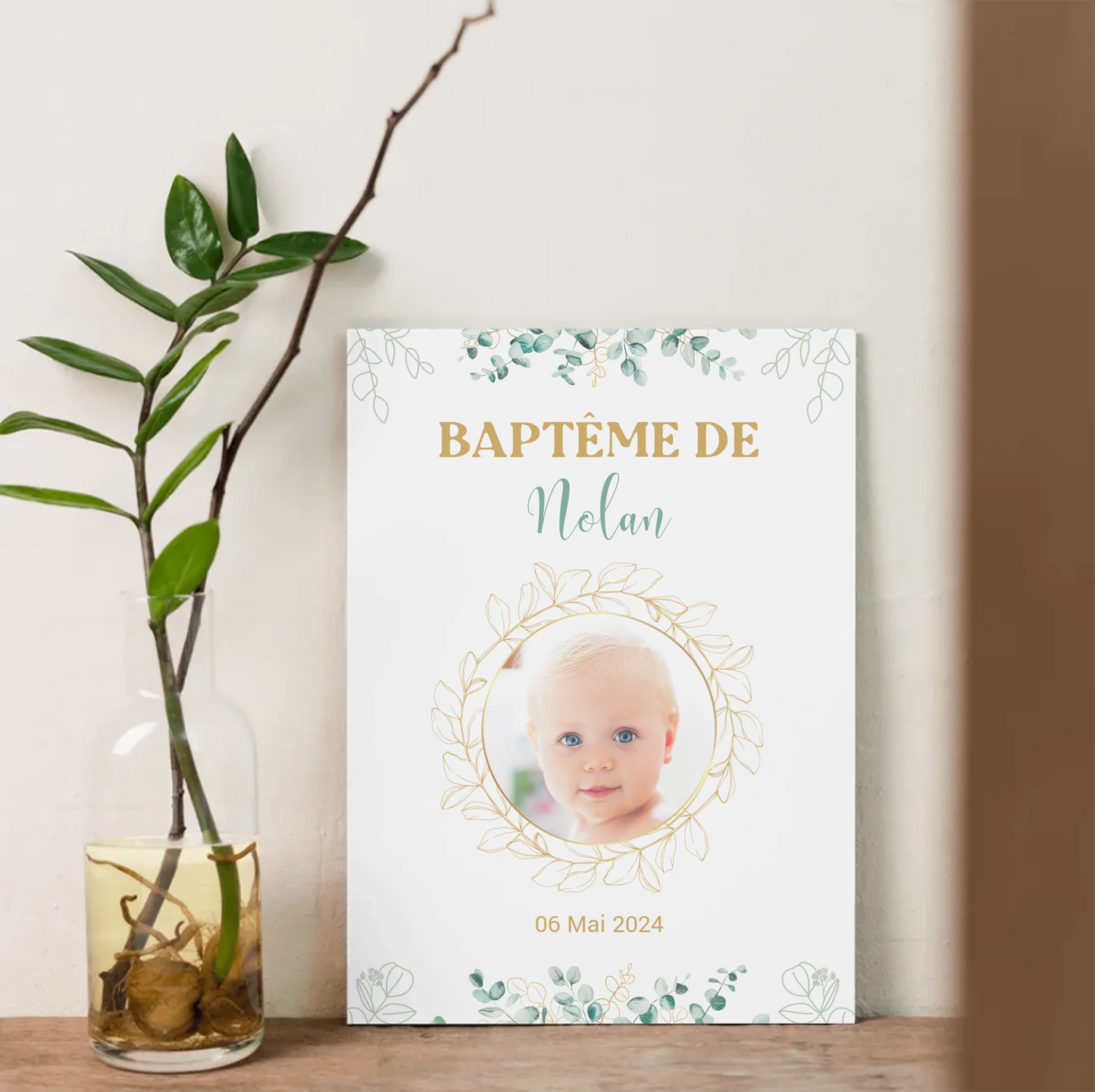 Affiche personnalisée Baptême ou Anniversaire arbre à empreintes "eucaPlume Revedor