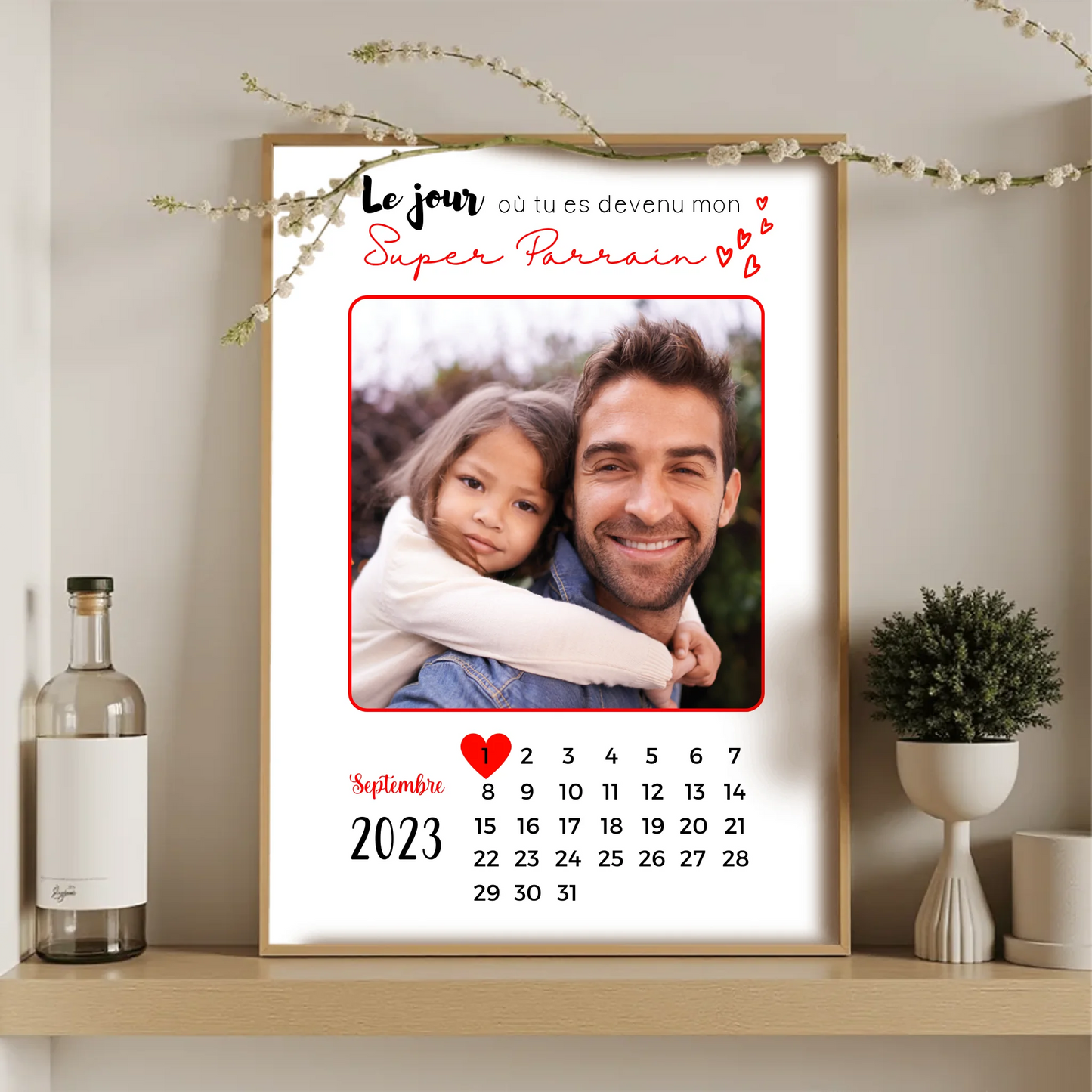 Affiche personnalisée - Parrain ou Marraine Calendrier avec photo - CaPlume Revedor