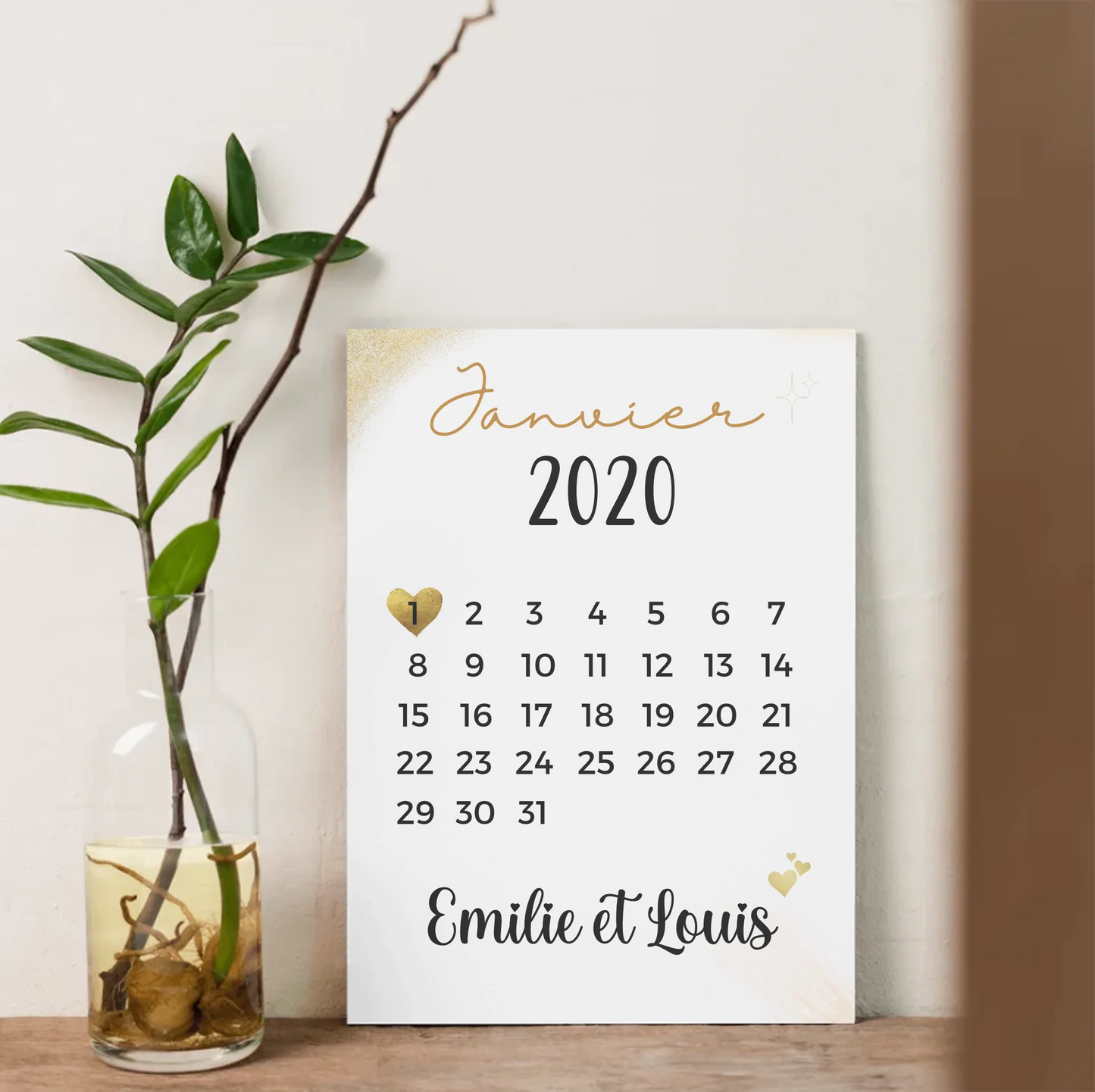 Affiche couple Personnalisée - Calendrier date de rencontrePlume Revedor