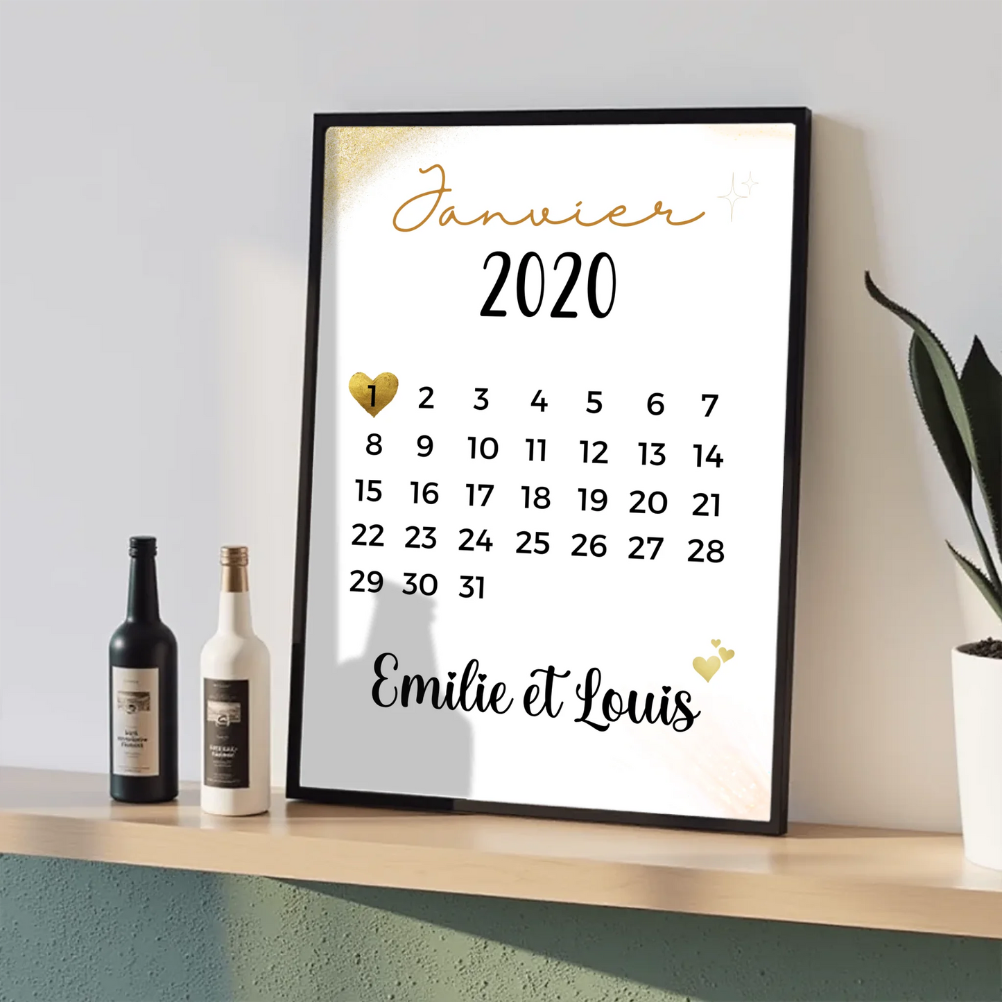 Affiche couple Personnalisée - Calendrier date de rencontrePlume Revedor