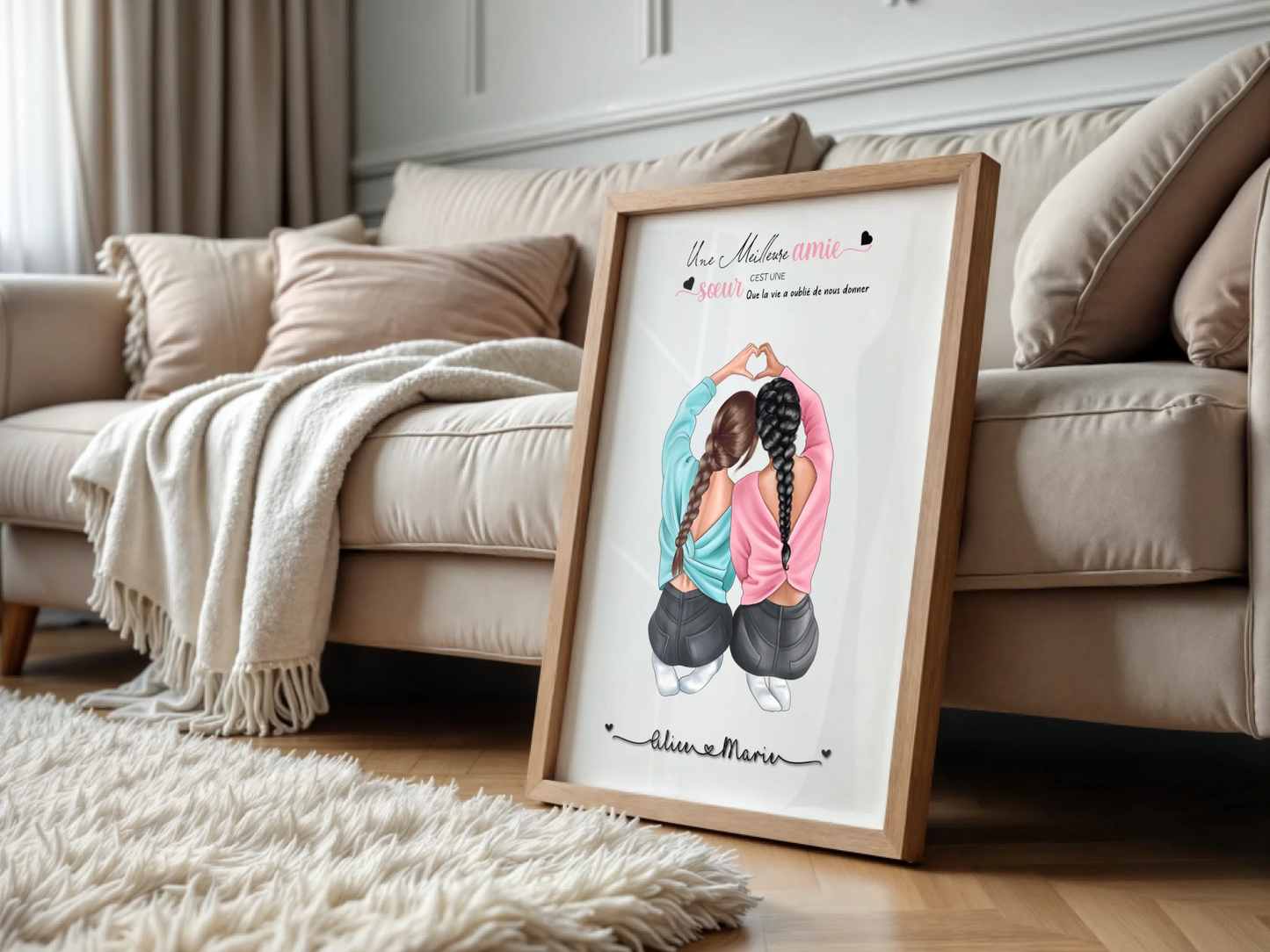 Affiche Meilleure Amie personnalisée cœurPlume Revedor