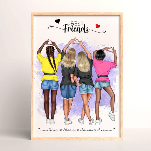 Affiche BEST FRIENDS personnalisée - Meilleures AmiesPlume Revedor