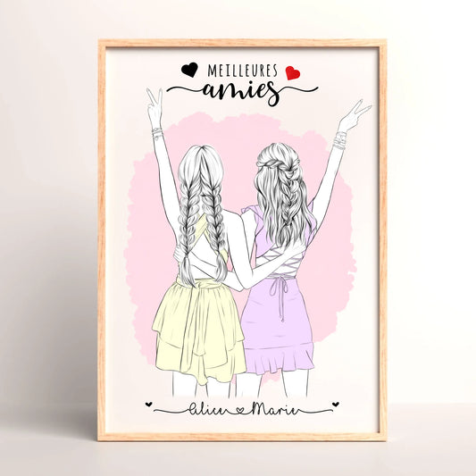 Affiche personnalisée Meilleures Amies ContourPlume Revedor