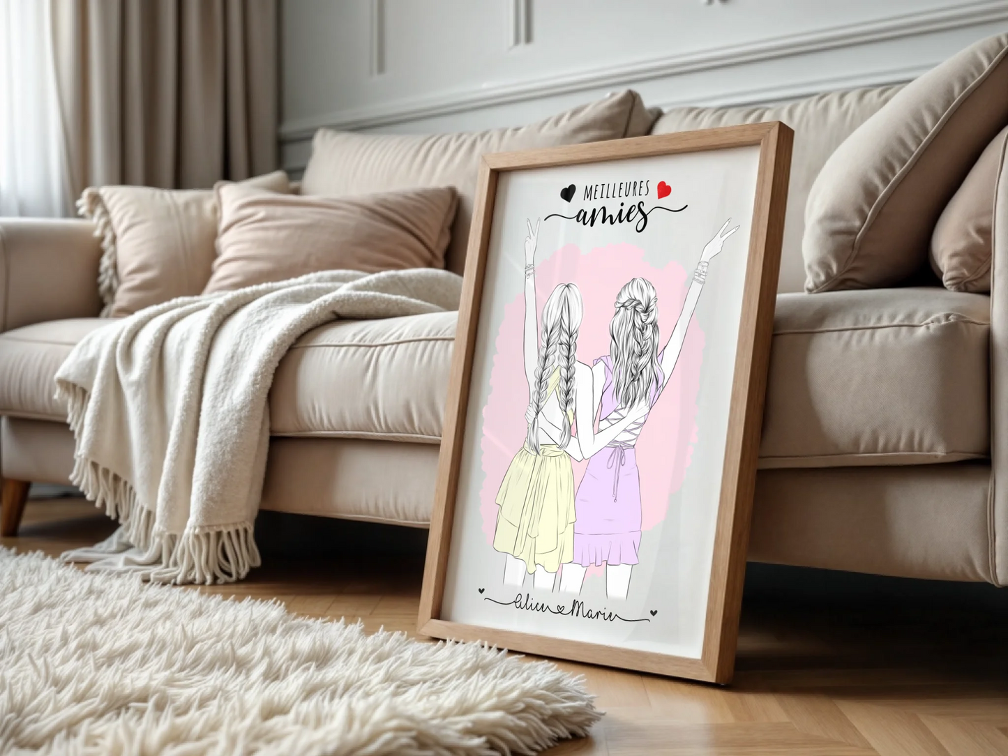 Affiche personnalisée Meilleures Amies ContourPlume Revedor
