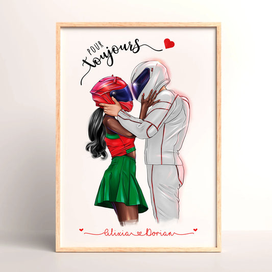 Affiche Personnalisée Couple de MotardsPlume Revedor