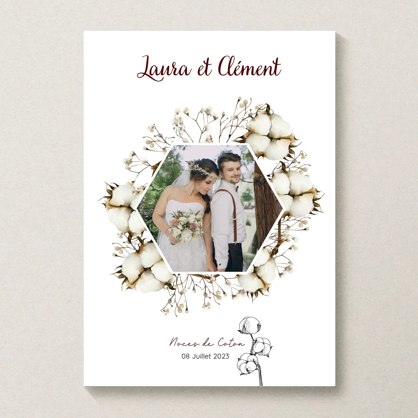 Affiche Personnalisée Noces de Coton - 1er Anniversaire de mariage