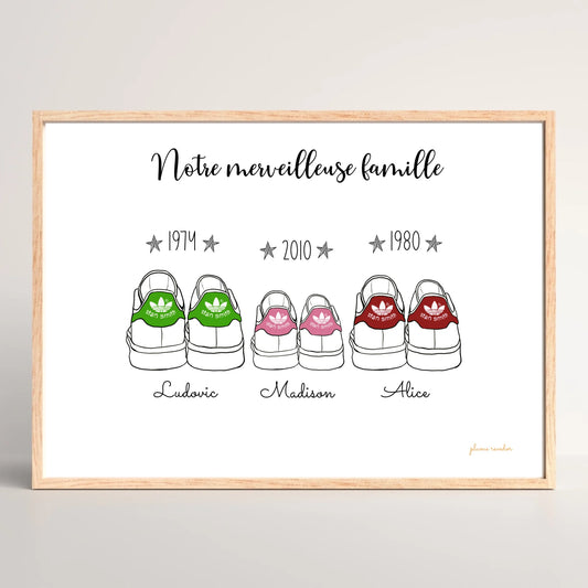 Cadre famille personnalisé - Baskets adidas stan smith
