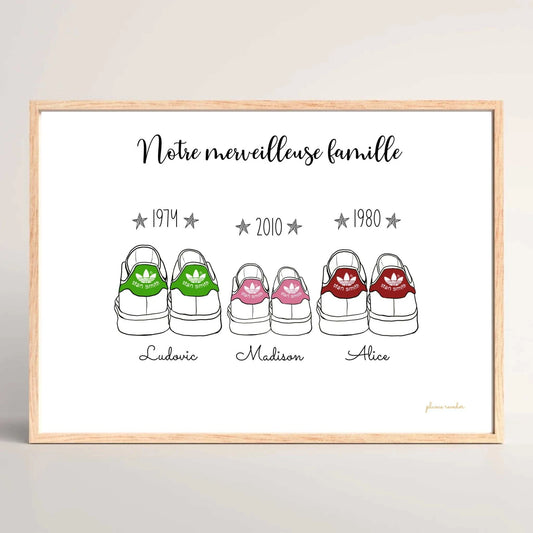Affiche personnalisée - Famille Baskets Affiche famille Plume Revedor