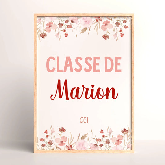 affiche classe de prénom maîtresse papier premium
