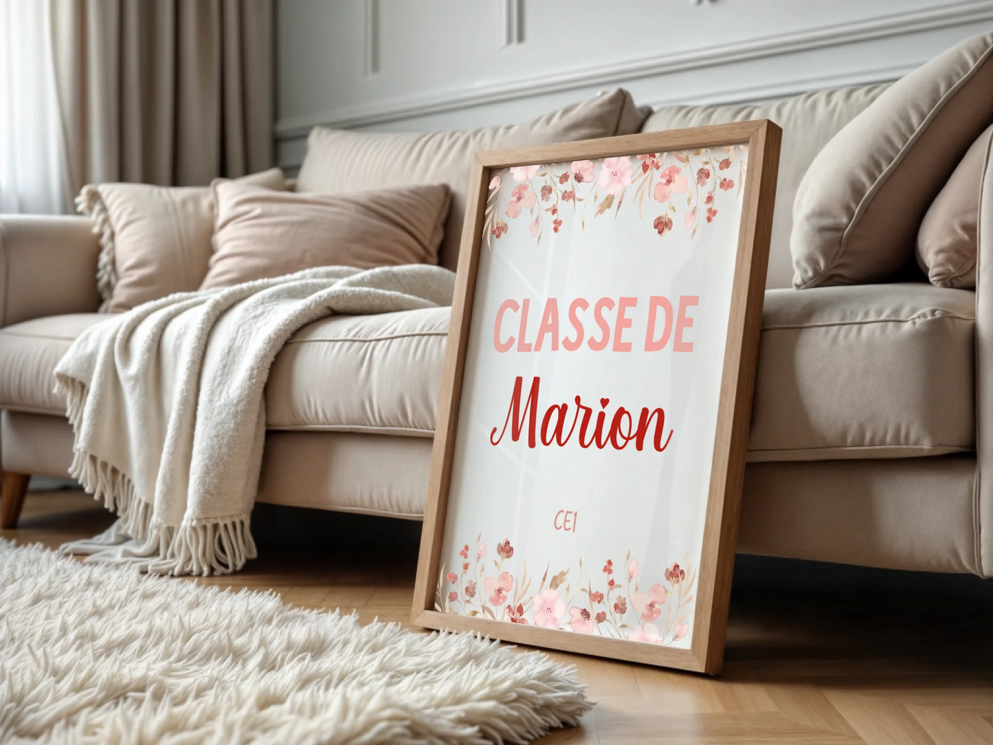 affiche personnalisée merci maîtresse avec prénom élève
