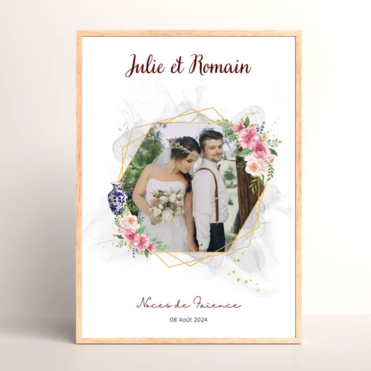 Affiche Personnalisée Noces de Faïence - Cadeau Unique 9 ans de Mariage