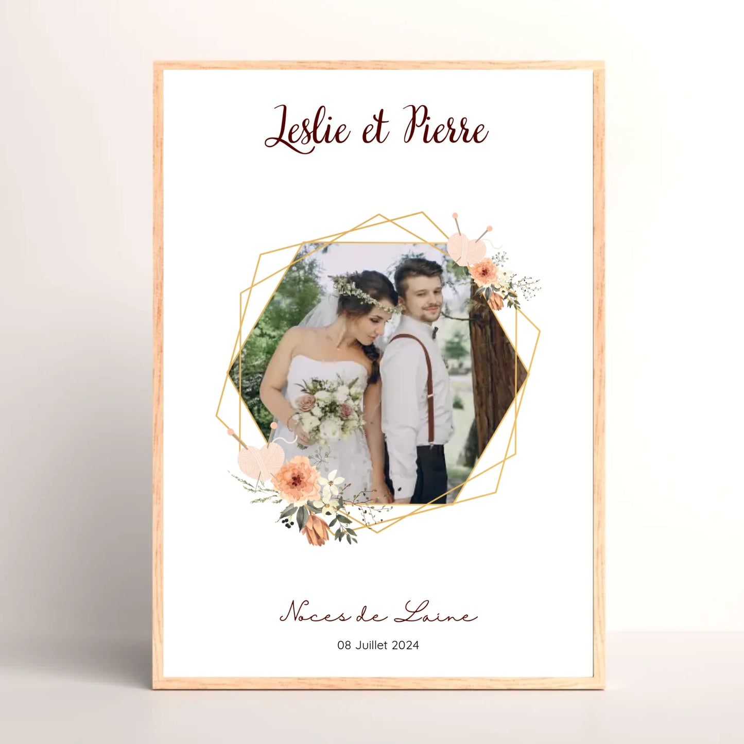Cadre Personnalisé Noces de Laine- Cadeau Unique pour 7ème Anniversaire de Mariage