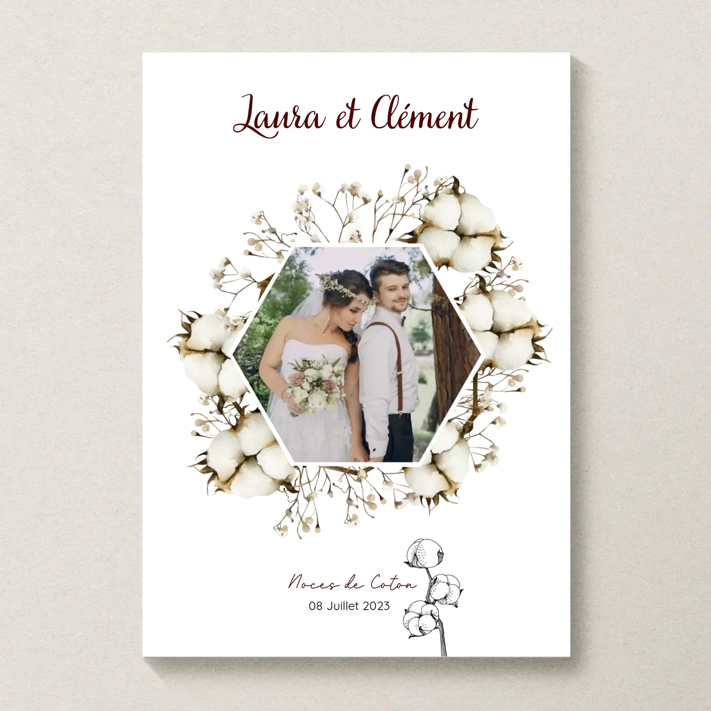 Affiche Personnalisée Noces de Coton - 1er Anniversaire de mariage