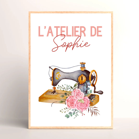 Affiche personnalisée - Couture Machine à coudre - Atelier de couture