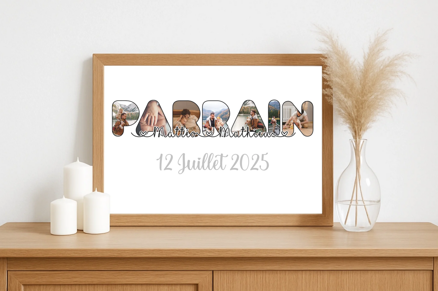 Affiche Parrain Filleul(e) Personnalisée photos, prénoms et date