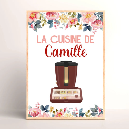 Affiche Cuisine personnalisée avec prénom - Robot de cuisine illustration Thermomix ou Monsieur Cuisine