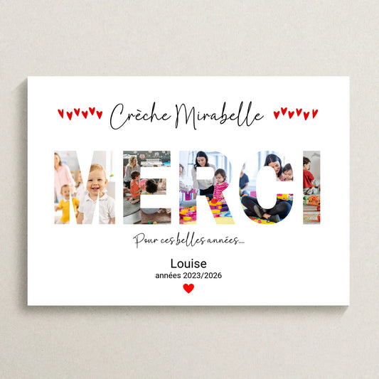 Affiche Merci Crèche personnalisée avec photos