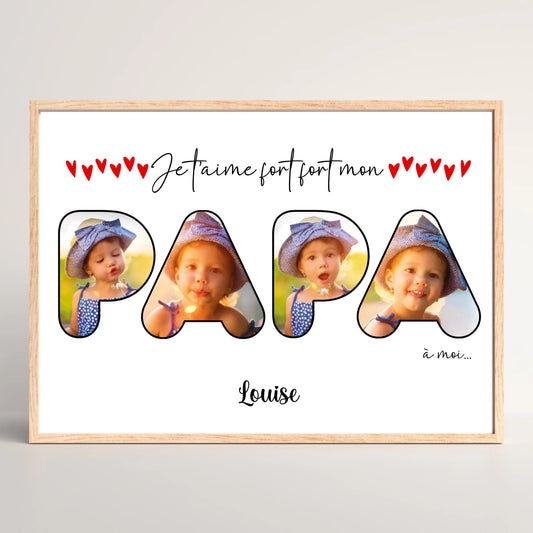 Cadre personnalisé PAPA - Mot Papa avec Photos - Cadeau papa personnalisé