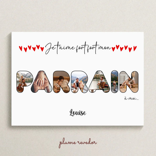 Affiche personnalisée - Mot Parrain avec photos