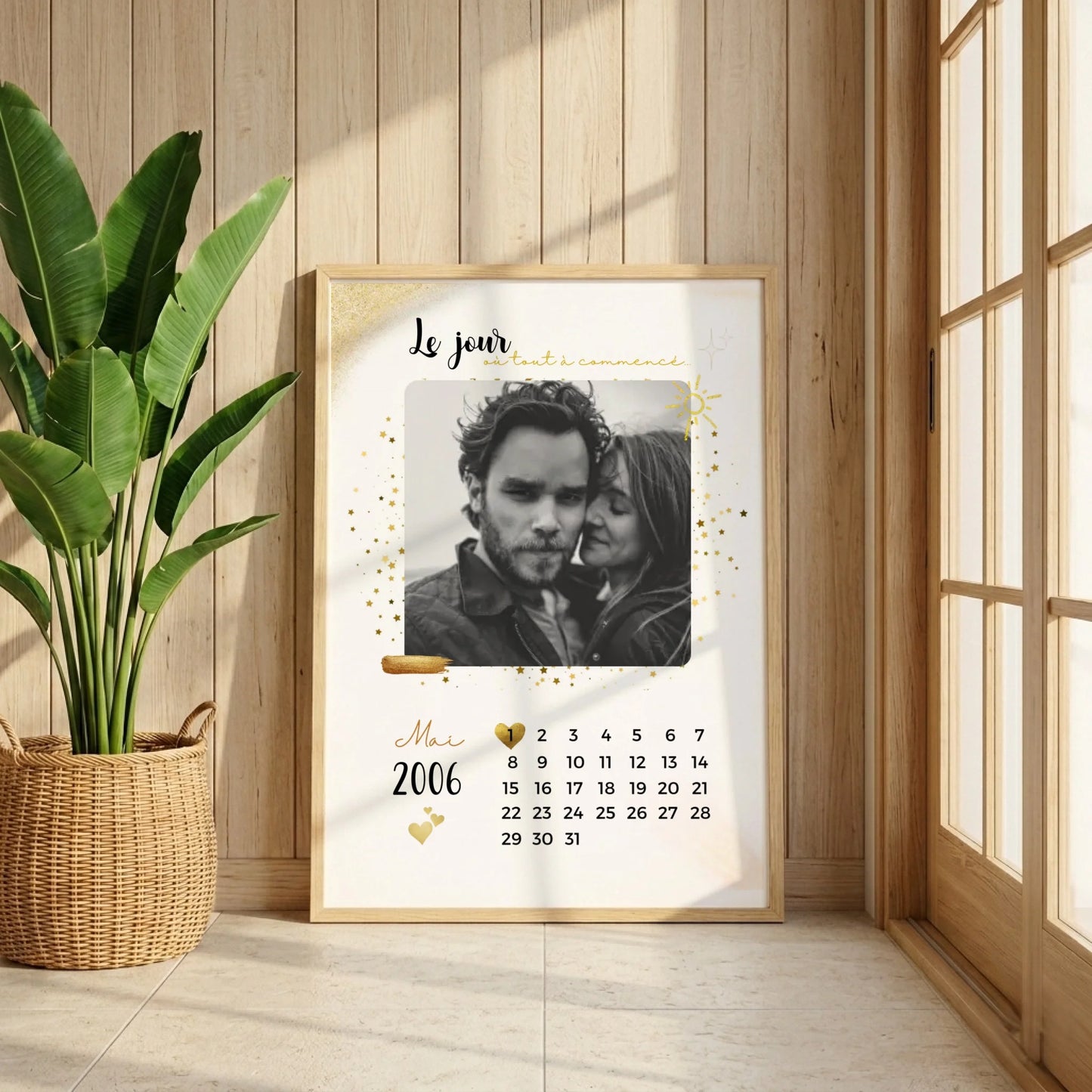 Affiche Personnalisée - couple Calendrier date de rencontre, prénoms, photo