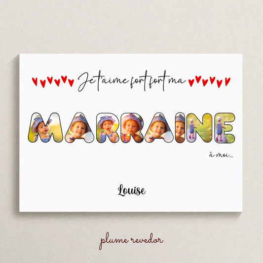 Affiche personnalisée - Mot Marraine avec photos