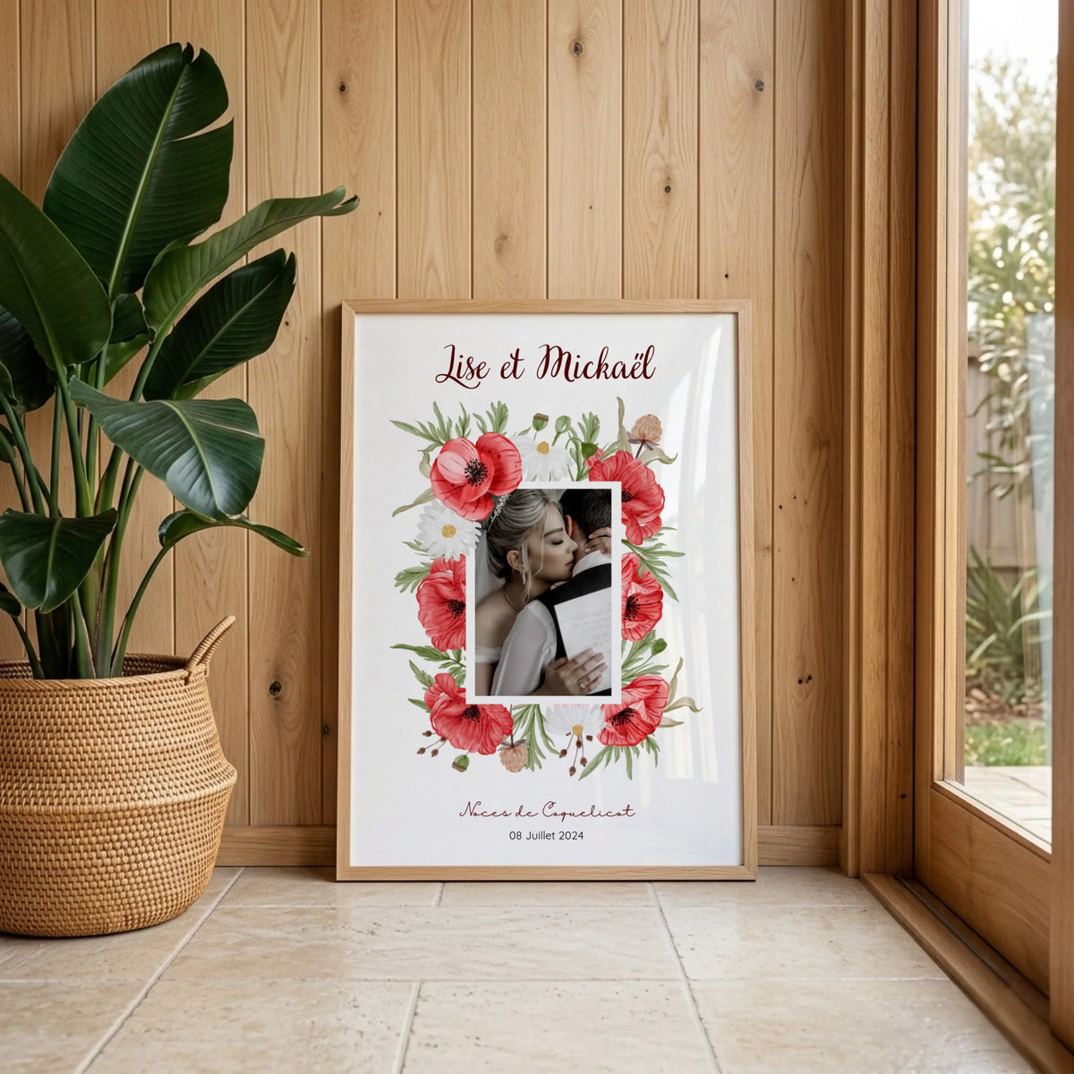 Affiche Personnalisée Noces de coquelicots - Cadeau anniversaire de Mariage