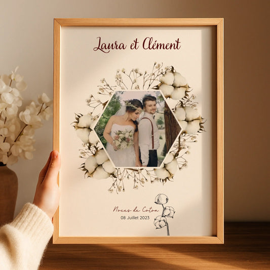 Affiche Personnalisée Noces de Coton - 1er Anniversaire de mariage
