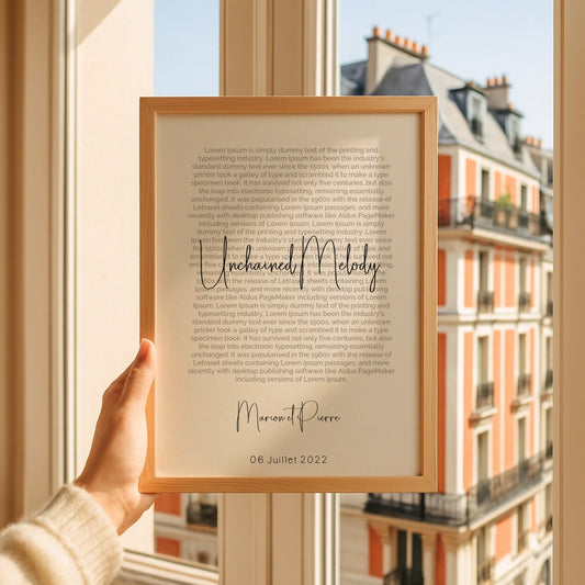 Affiche personnalisée - Couple Paroles de chanson, prénoms et date