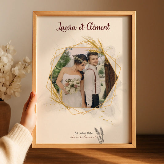 Cadeau Noces de Froment Personnalisé - Affiche 3 Ans de Mariage