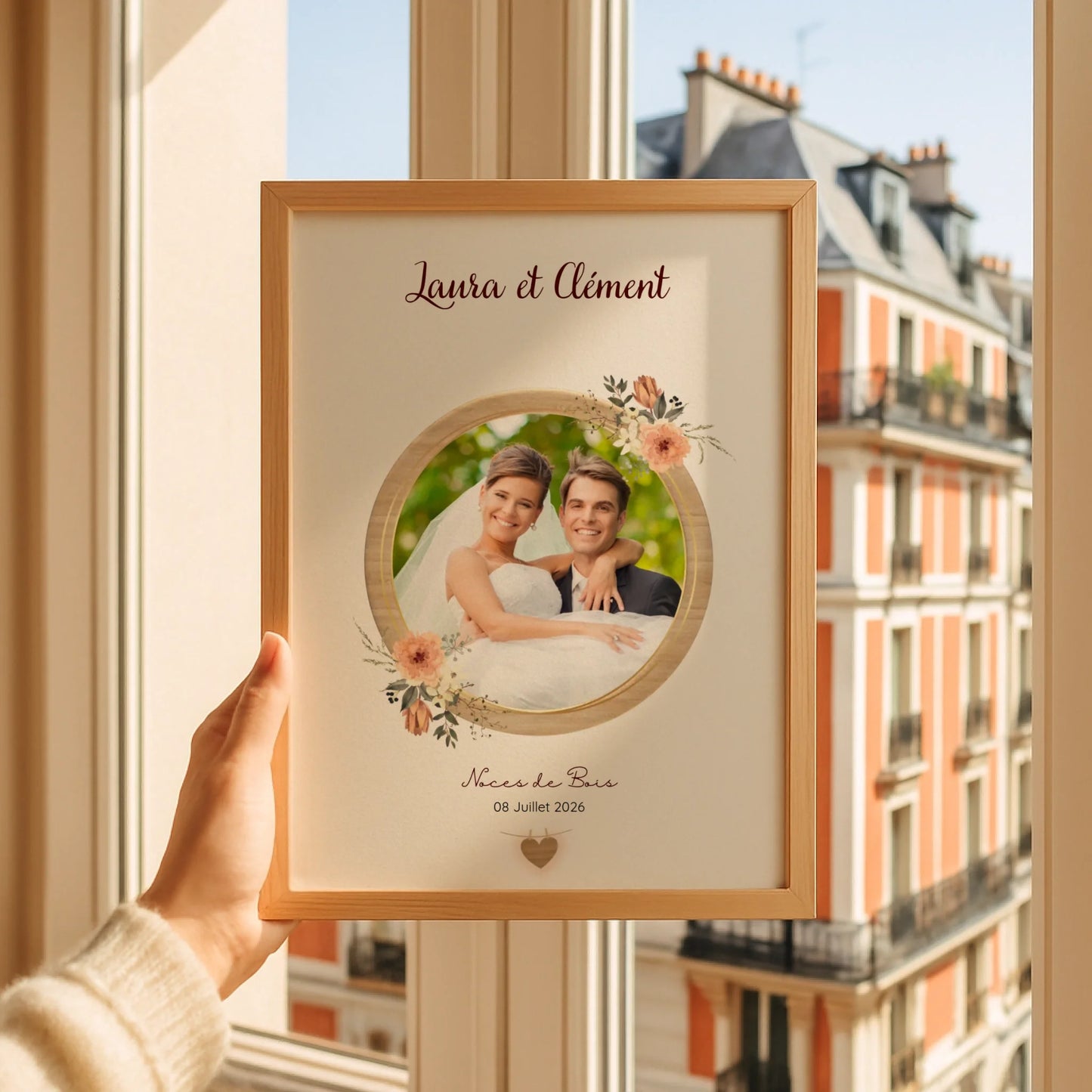 Affiche Personnalisée Noces de bois - Cadeau noces de Bois - Cadeau Anniversaire de mariage