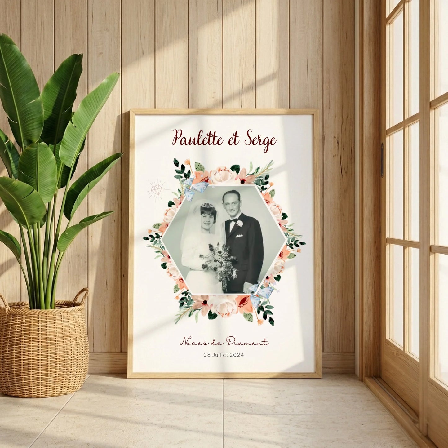 Affiche Personnalisée Noces de Diamant - Cadeau anniversaire de Mariage