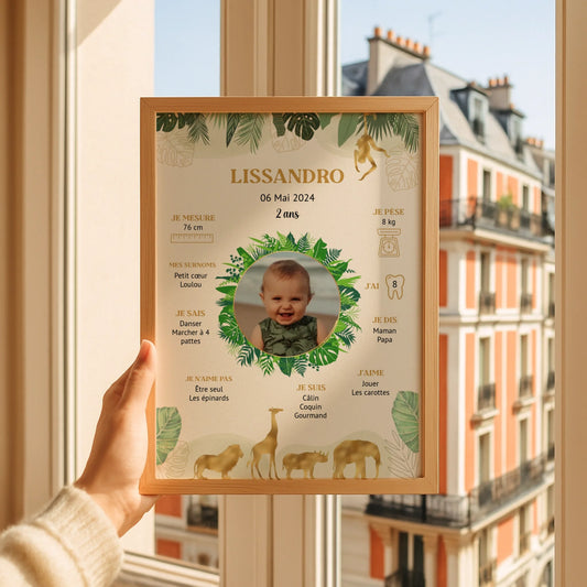 Affiche personnalisée - Anniversaire Baptême Jungle