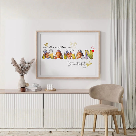 Affiche personnalisée - Maman - Bonne fête Maman - Cadeau Fête des mères