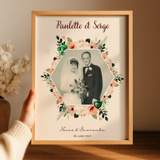 Affiche Personnalisée Noces d'Émeraude - Cadeau Unique 40 ans de Mariage