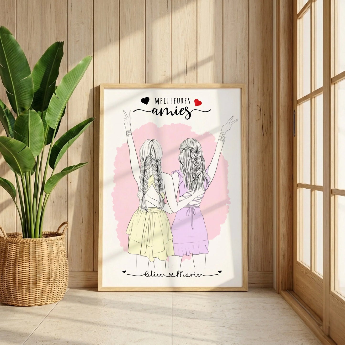 Affiche personnalisée Meilleures Amies dessin crayon