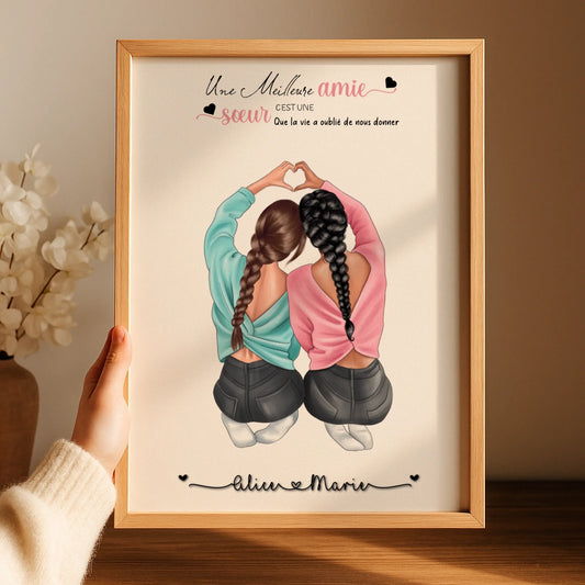 Affiche Meilleure Amie personnalisée cœur