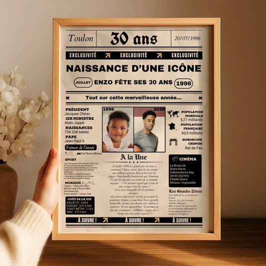 Affiche Personnalisée Anniversaire 30 Ans Journal