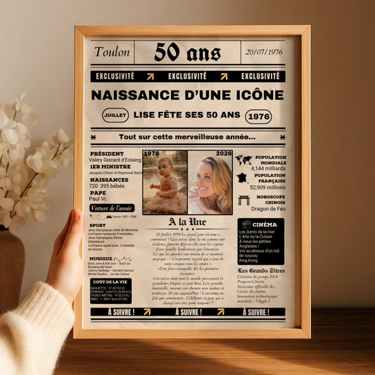 Affiche Personnalisée Anniversaire 50 Ans Journal