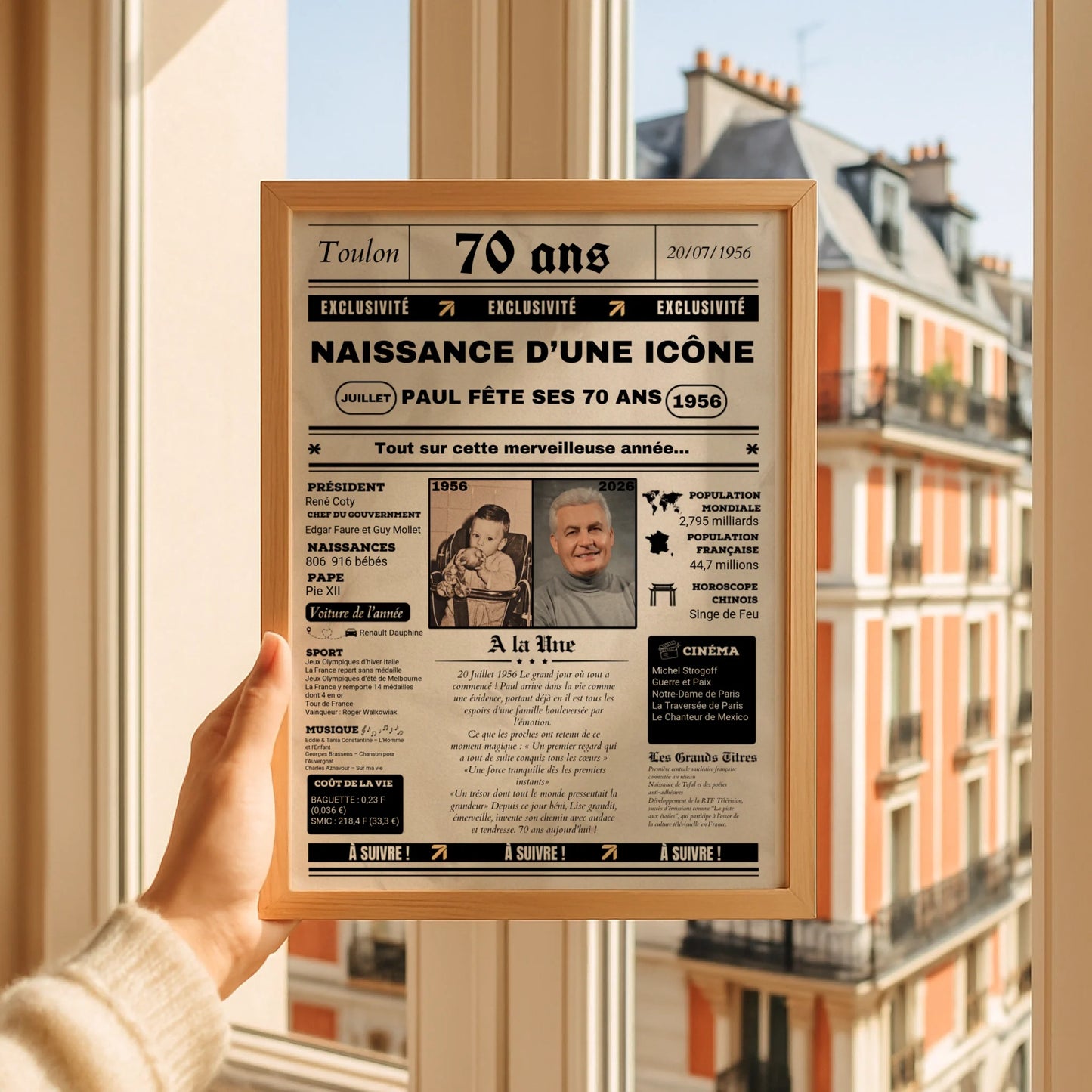 Affiche Personnalisée Anniversaire 70 Ans Journal